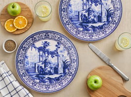 Hermia Antique Serv Blue Juego de Platos de Servicio (6 Piezas) Azul y Blanco